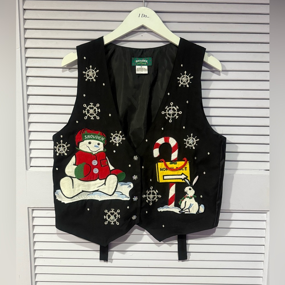 SNOWDEN AND FRIENDS  Snowman Christmas Vest Women’s Black  Size Medium